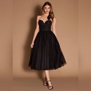 Azazie Andorra Black Tulle Tea-Length Dress